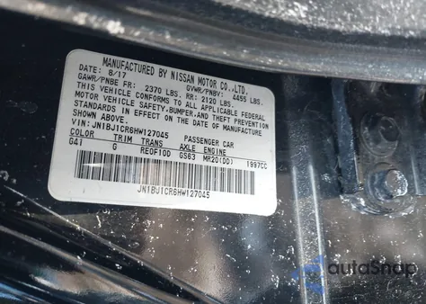 2017 Nissan Rogue Sport Sv z USA, uszkodzony, nr VIN JN1BJ1CR6HW127045